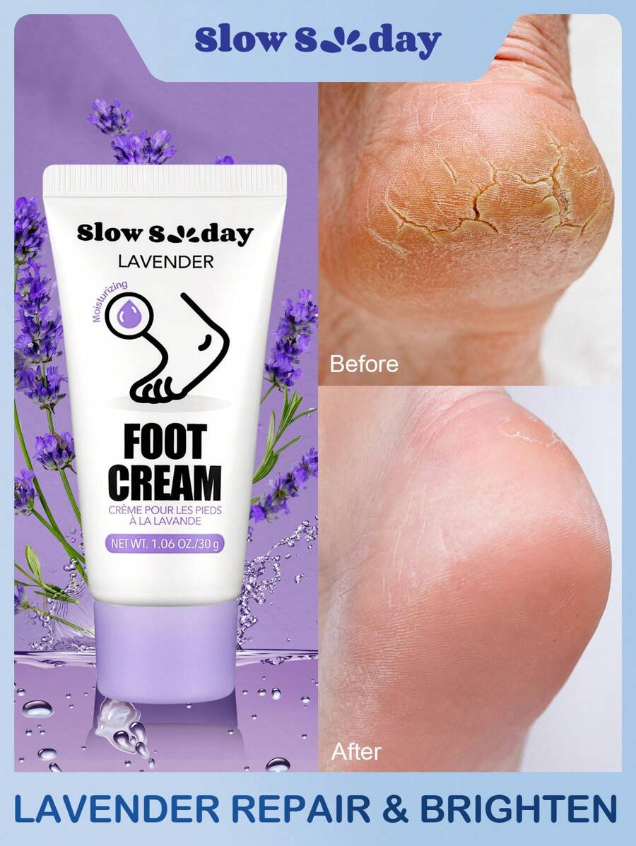 SlowSunday Lavender Foot Cream Anti-Drying Crack Foot Cream Heel Cracked Repair Cream Removal Dead Skin Hand Feet Care Hand and Foot Skin Care
