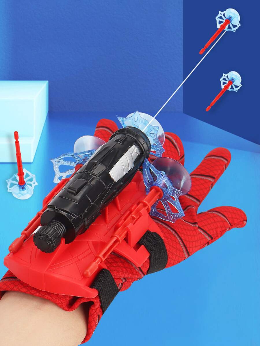6pcs/set Soft Bullet Gun Launcher, Gloves Web Launcher Wrist Shoot Thread Disc Shoot Toy