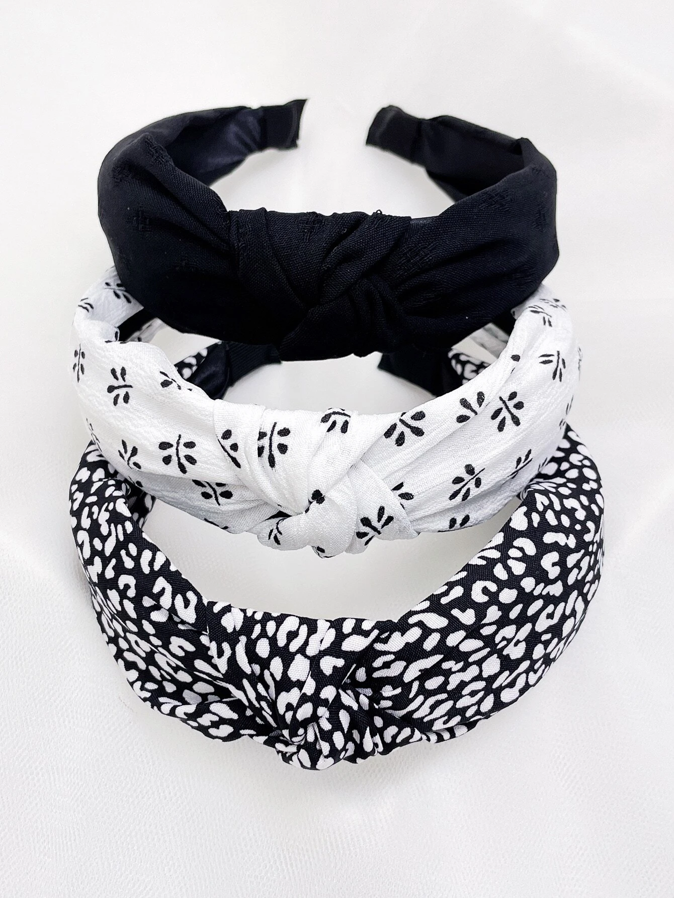 3pcs/set Women's Fashionable & Versatile Wide Knot Cloth Headbands In Multiple Colors & Leopard Prints, Suitable For Daily Use & Commute