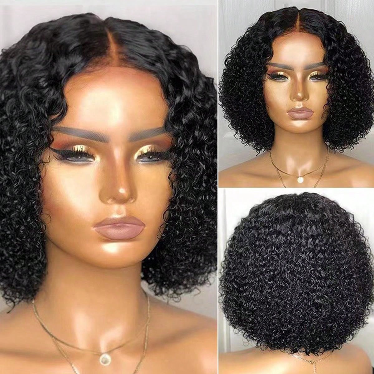 Afro Short Bob Curly Wig - Synthetic Hair Wig With Middle Part For Women - Perfect For Daily Wear, Parties, Cosplay, And Halloween Costumes