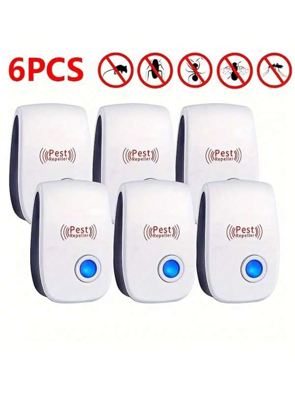 1box/6pcs Ultrasonic Smart Pest Repellent For Indoor Use, Roach, Fly, Mosquito Control, Electronic Mouse Repellent