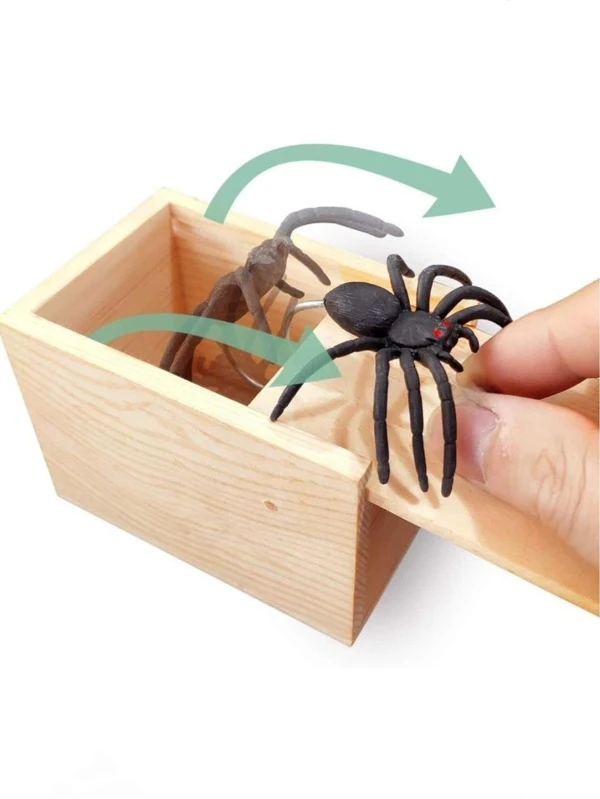 A Spider Scary Prank Box, Funny Wooden Scary Box, Handmade Funny Joke Scary Box Toy, Practical Gift Toys Spider Box Prank For Kids Adult Games