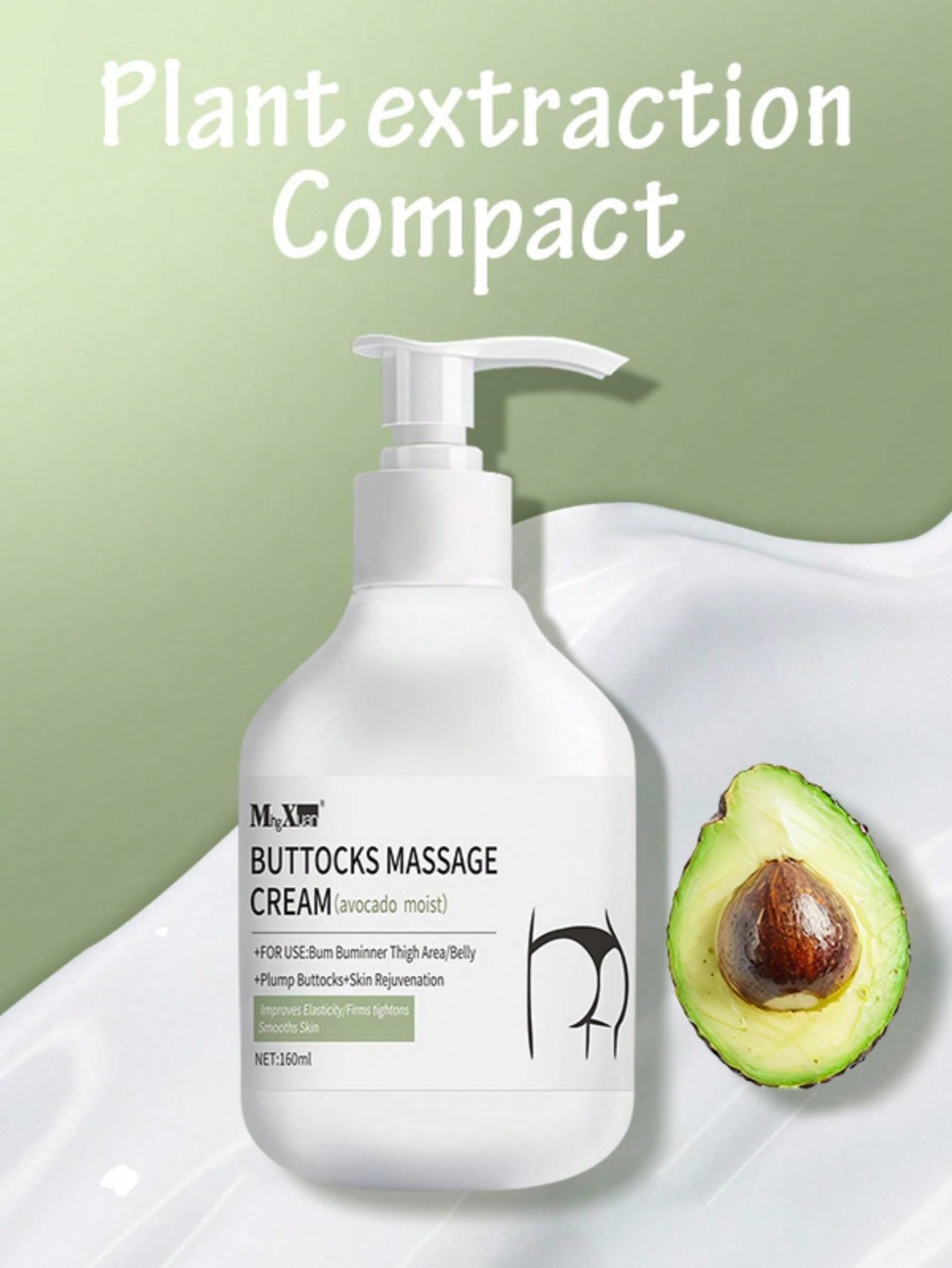 Buttock Lifting Cream 160g, Avocado Nutrient Moisturizing Firming And Plumping Elasticity Enhancing Cream For Daily Use At Home
