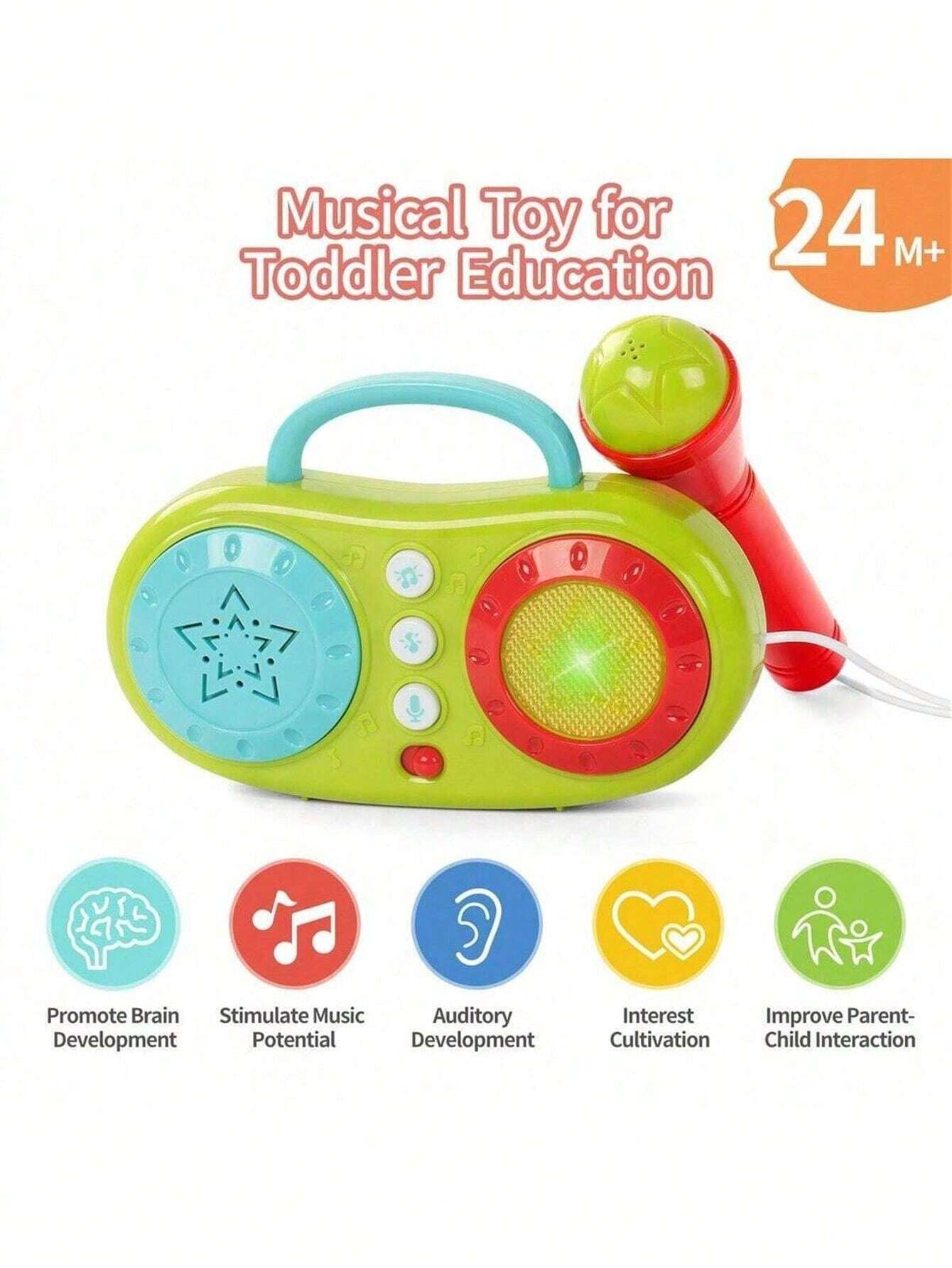 1pc Children's Musical Toy, Mini Portable Karaoke With Microphone And Recording Playback Function [Random Color]
