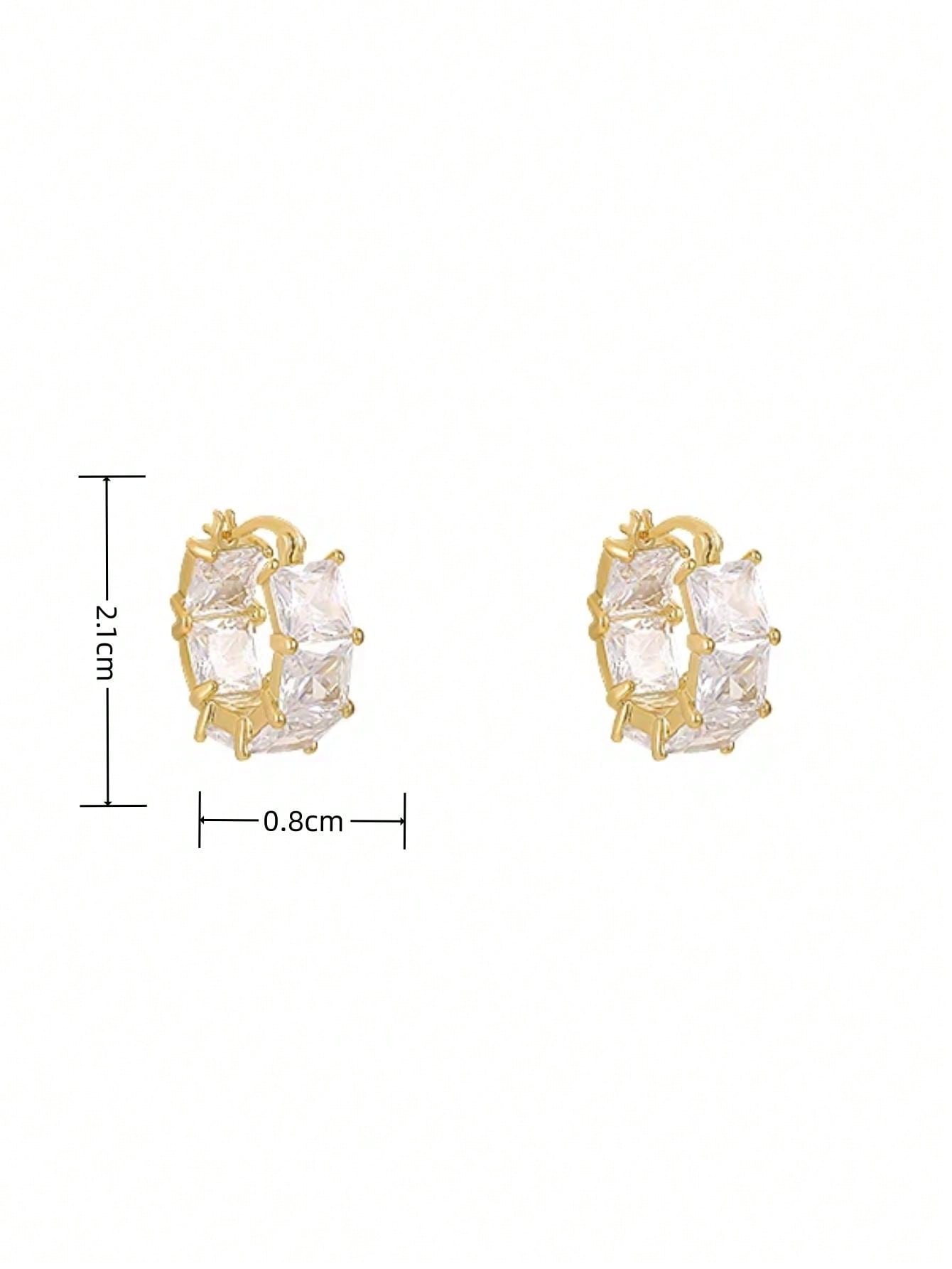 1pair Cubic Zirconia Women's Earrings, Minimalist Fashion Ear Hoops Charming Unique Design Daily Jewelry Birthday Gift