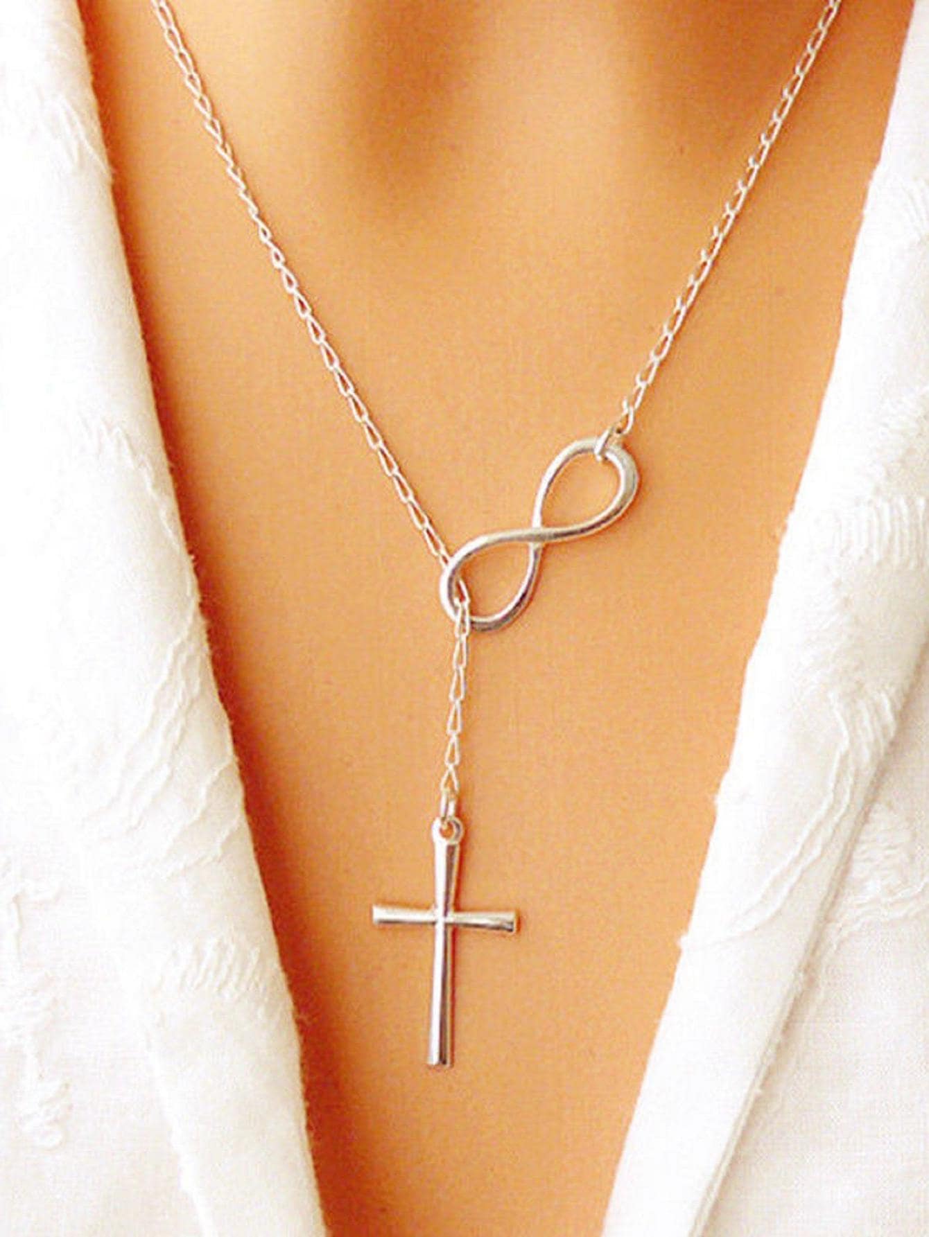 Fashionable Simple Infinity Cross Pendant Necklace