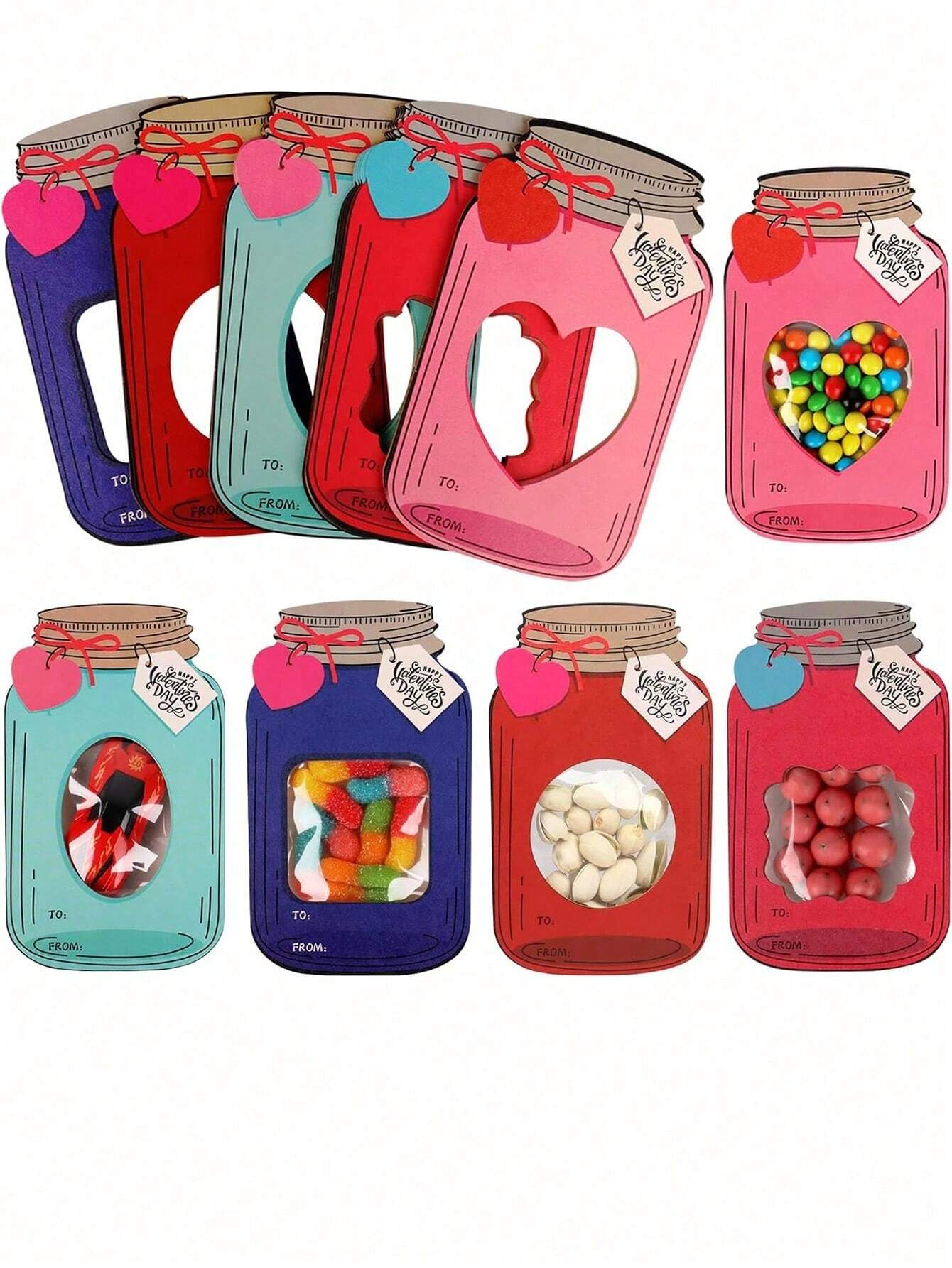50 Pack Valentines Cards , Mason Jar Happy Valentines Day Cards, Funny Valentine Gifts For Classroom, Valentines Day Cards For School Exchange Party Favors(Candy Not Included)