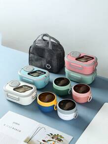 1pc PP Lunch Box, Modern Letter Graphic Portable Lunch Box For Office Work School