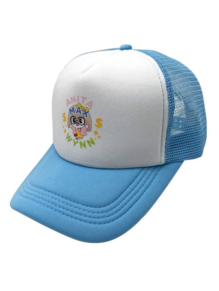 1pc Unisex Print Logo Breathable Mesh Trucker Hat Anita Max Wynn Hat