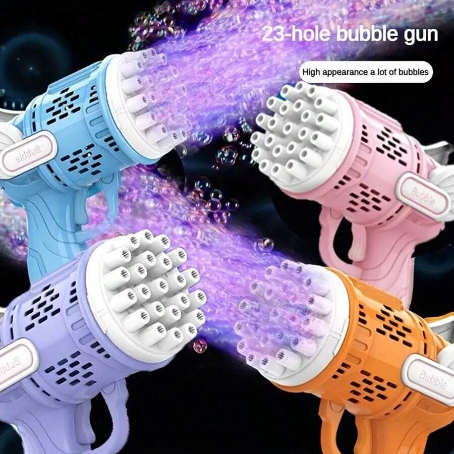Children's 23 Hole Toy Bubble Gun, Handheld Electric Gatling, Boys Girls Outdoor For 3+ Years Old Little Kids, Gift Toy Birthday Wedding Atmosphere (Not Include Bubble Liquid And Battery)