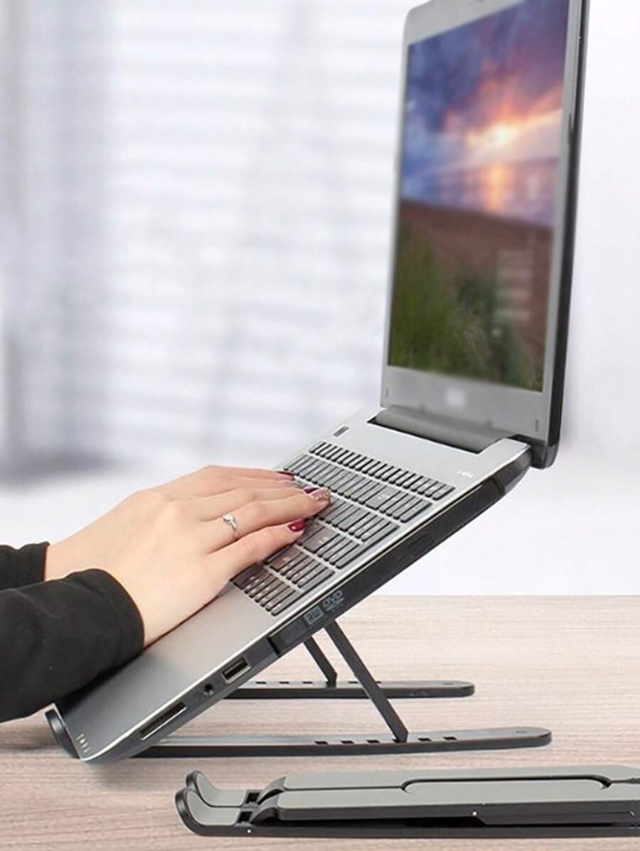 1pc Laptop Stand, Desk Vertical Stand, Heat Dissipation, Height Adjustable, Portable Storage Rack, Suitable For All Laptops