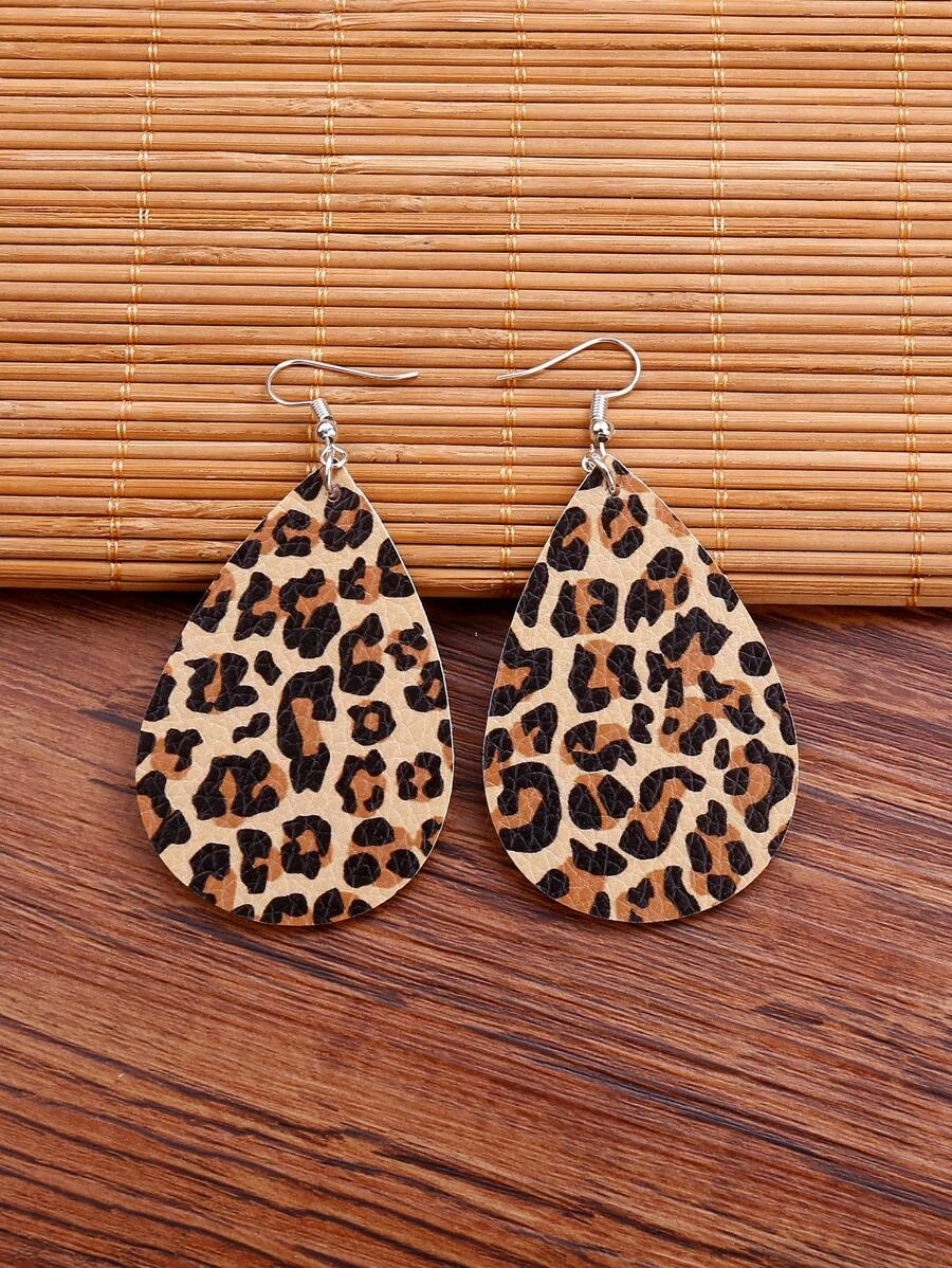 Leopard Print Water Drop Earrings