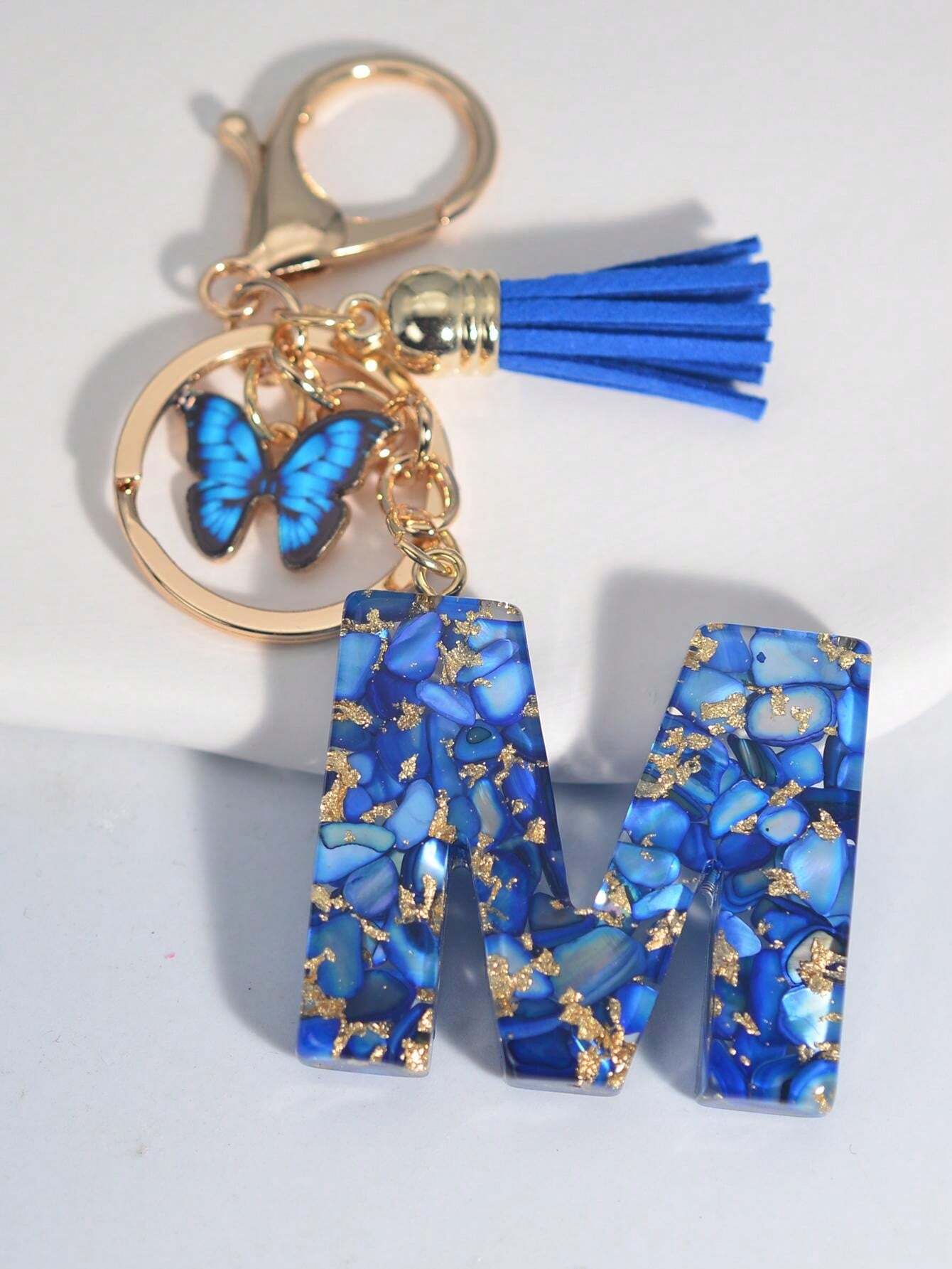 1pc Blue English Letter Keychain