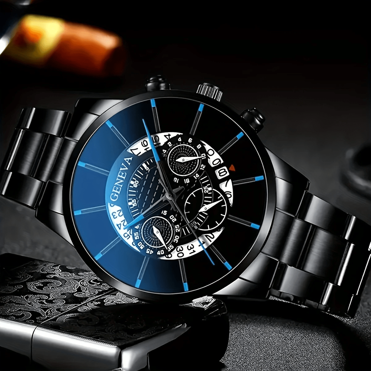 1pc Fashionable Men's Zinc Alloy Steel Band Quartz Watch, Gift For Men, Used In Daily Life