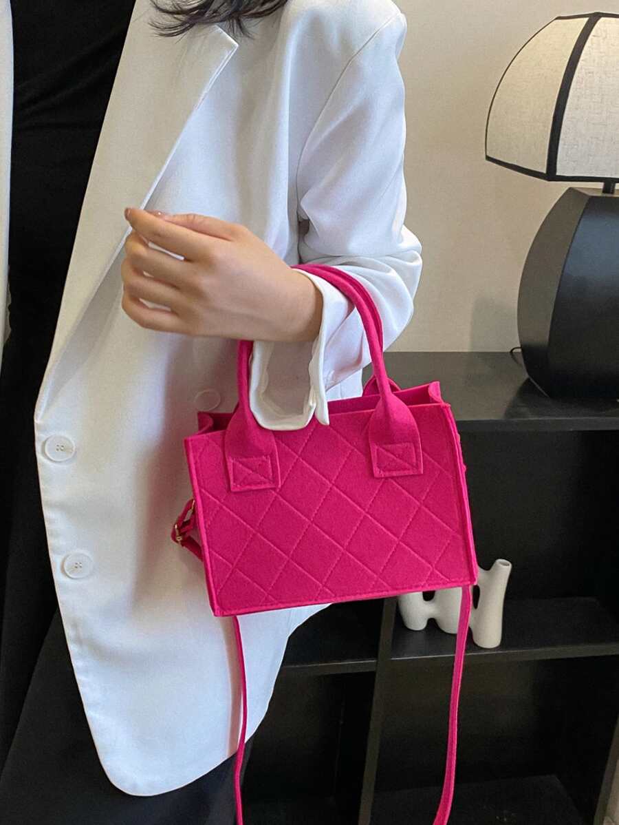 Lightweight,Business Casual Neon Pink Square Bag For Teen Girls Women College Students,Rookies & White-collar Workers Perfect for Office,College,Work ,Business,Commute