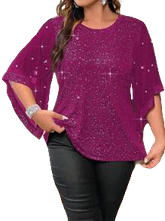 Privé Plus Size Silver Beading Detail Bell Sleeve T-Shirt