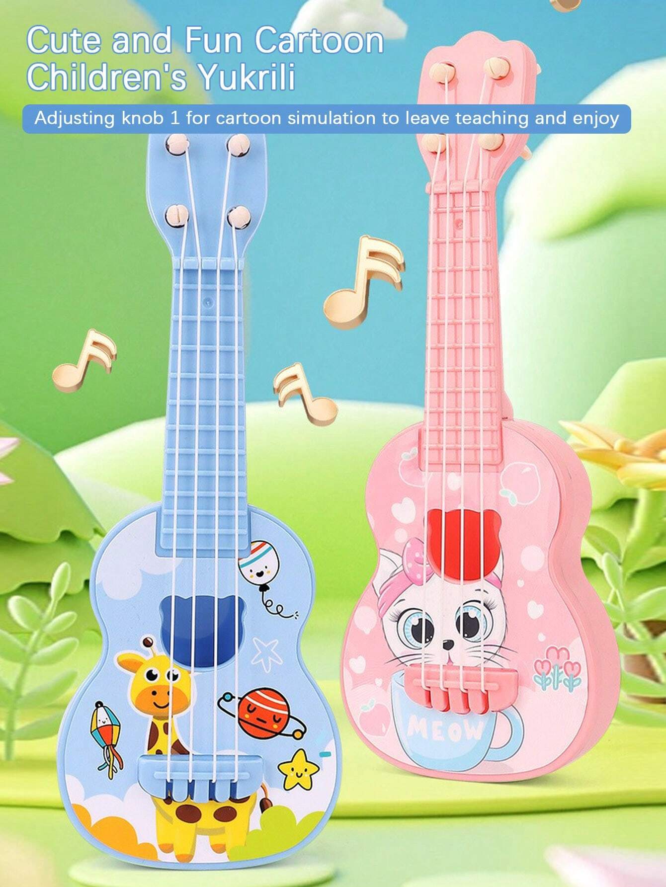 [Pink] Children's Instrument Toy, Simulation Ukulele Guita