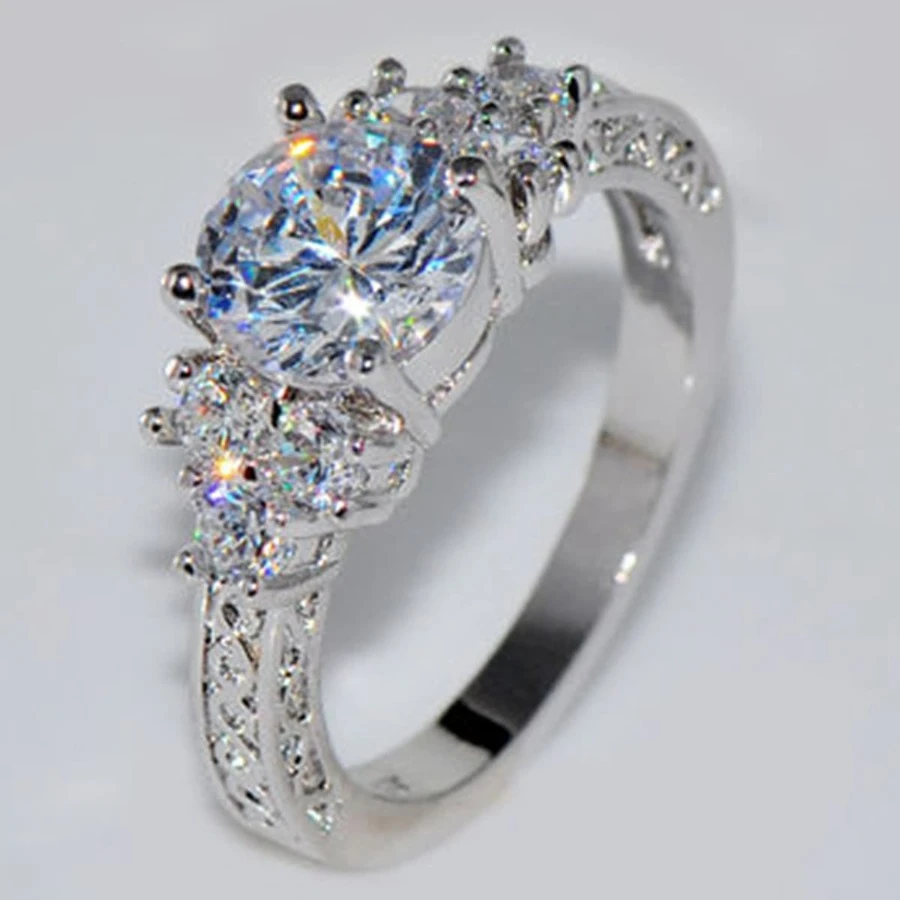 1PC Diamond Ring For Women Engagement Promise Wedding Band Jewelry